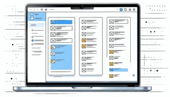 An organised email inbox on a laptop screen